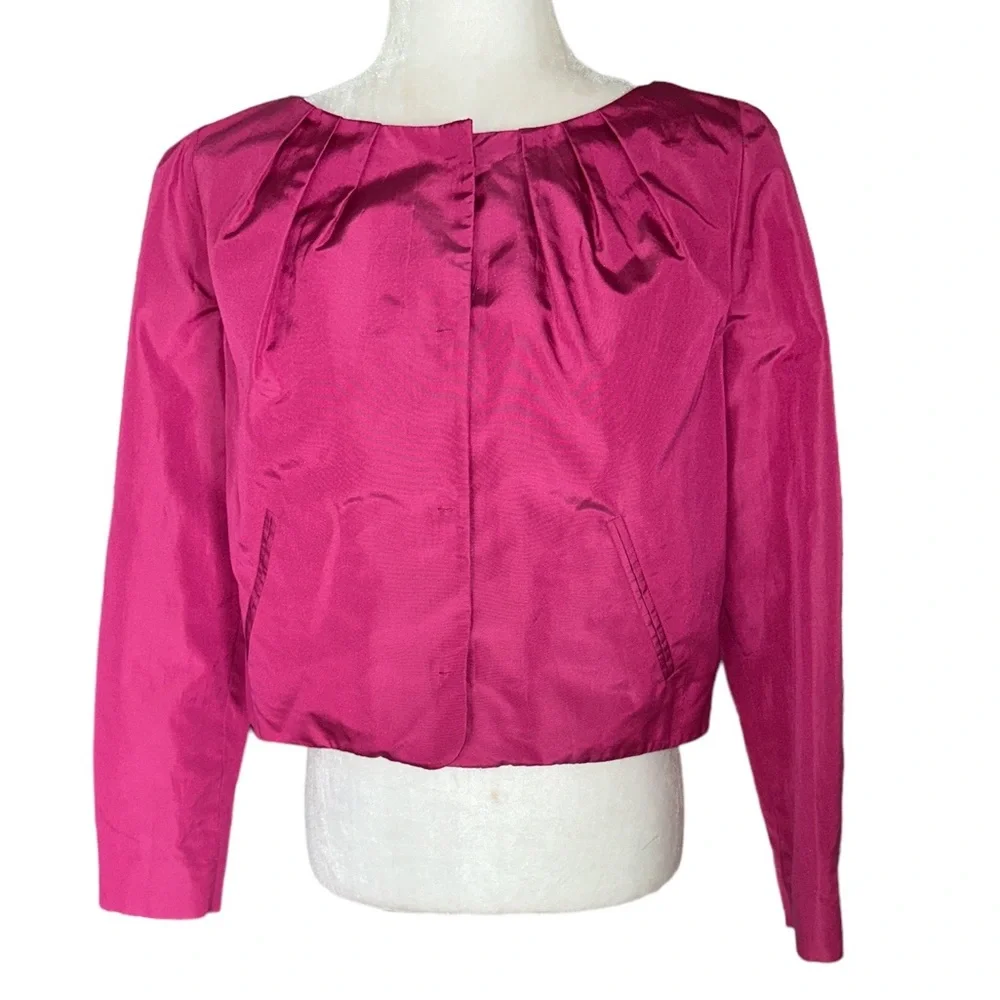 NWT Moschino Rare Vintage Pink Silk Blend Bow Crop Blazer - 42 - 8 US